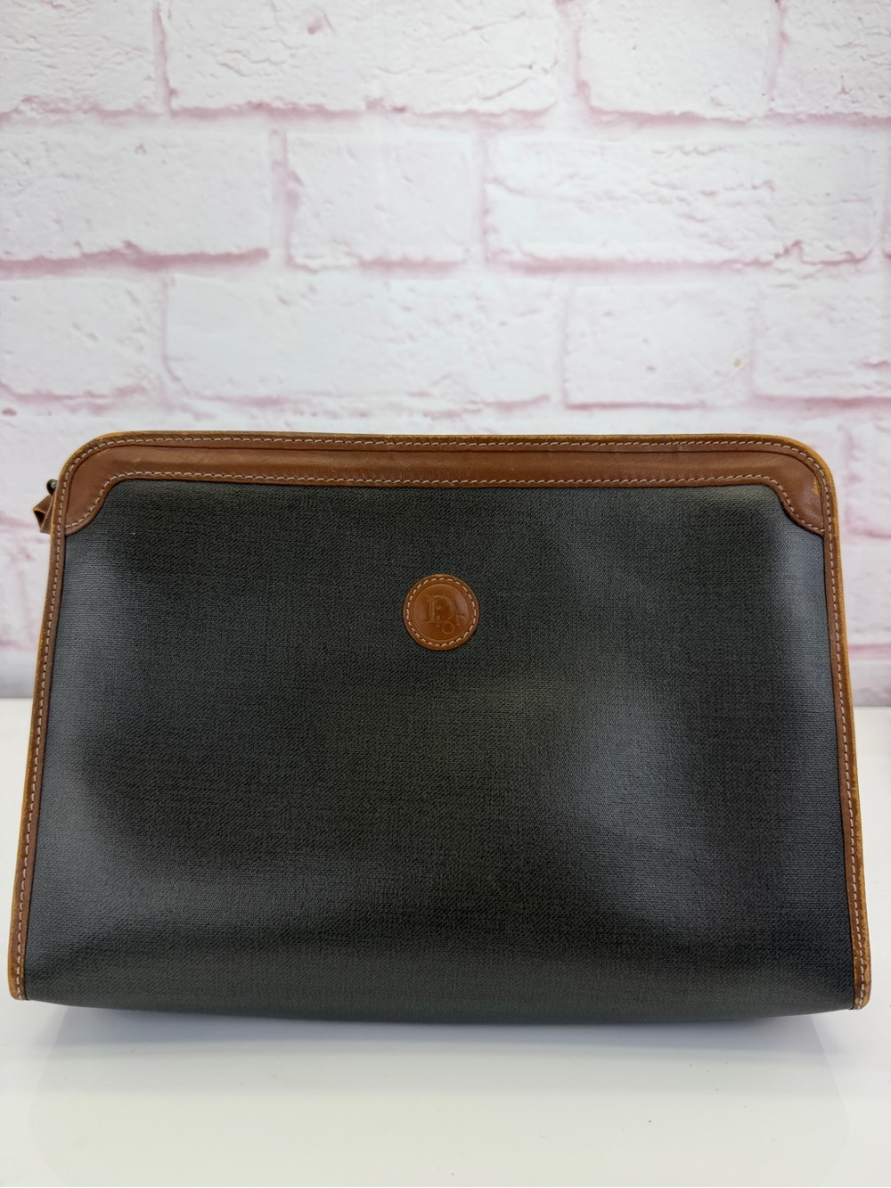 Christian Dior Coated Canvas Clutch Toiletry Bag